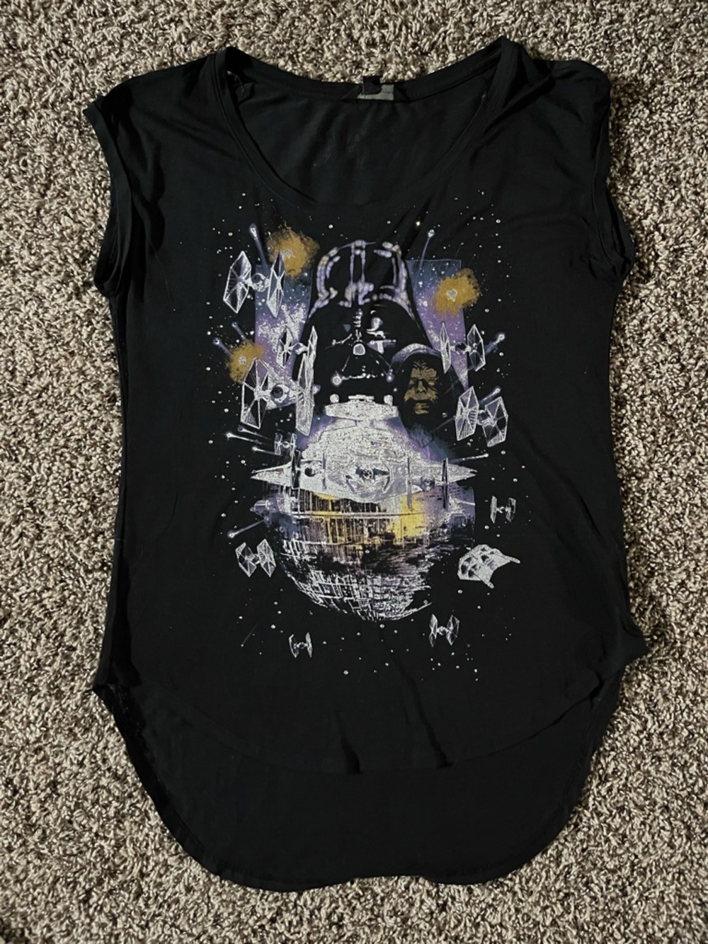Rock And Republic Woman’s Star Wars Top Beaded Sparkle Large